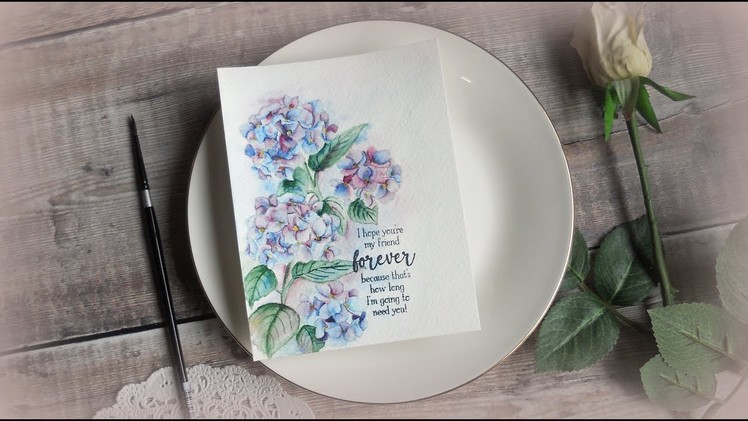 Watercolor Hydrangea with Hero Arts Liquid Watercolors I Craft Chat on Cameras and Photography