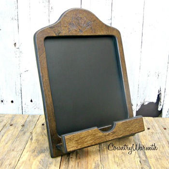 Wood iPad stand, iPad Holder, Chalkboard, Tablet Holder, Country Kitchen Decor, Home Decor, Kitchen Decor, Cookbook Holder, Country Gifts