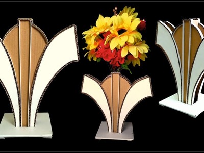 Best out of waste flower vase | how to make flower vase with cardboard