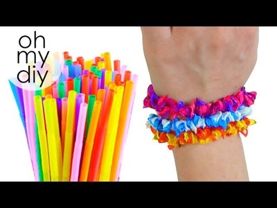DIY BRACELET FROM DRINKING STRAWS Drinking Straw Party Bracelet (Easy Recycling Project)