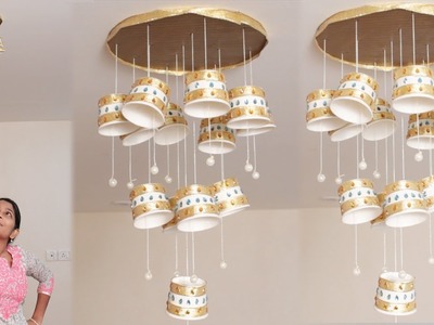 DIY Crafts - Chandelier Made Of Recycled Paper Cups