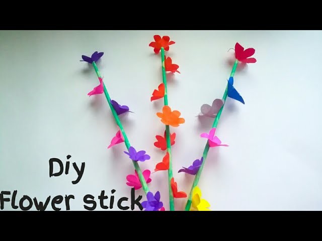 Diy flower stick. How to make paper flower stick easy method.Diy room decoration ideas.KovaiCraft