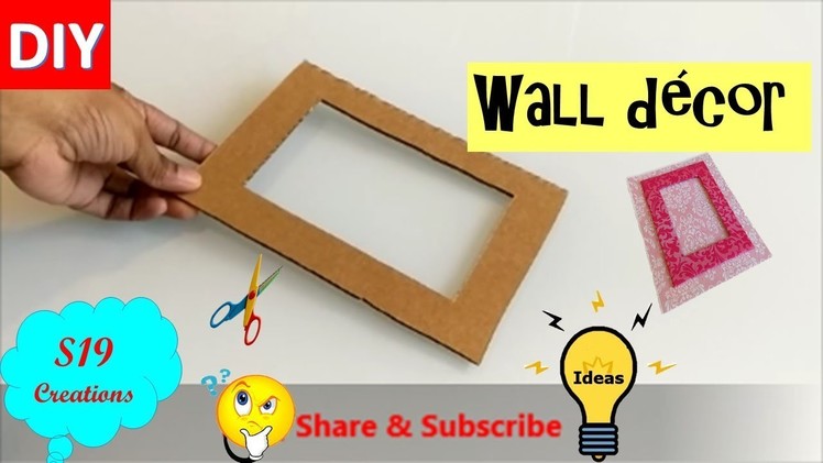 DIY | How to make a photoframe from cardboard | wall decor idea | best out of waste room decor ideas