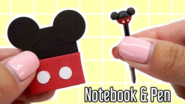 DIY Miniature Mickey Mouse School Supplies! Cute & Easy NOTEBOOK & PEN!!