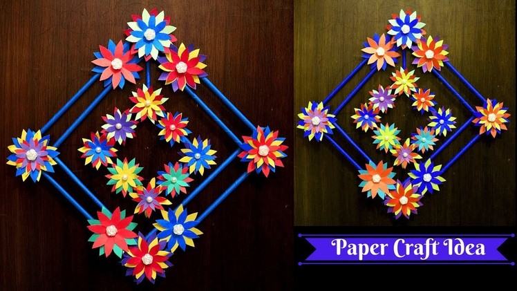 DIY Paper Flower Wall Hanging - Paper Made Simple Home Decor Idea - Color Paper Room Decoration Idea