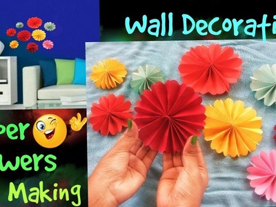 DIY Paper Flowers. Easy Room & Wall Decoration idea. Wall art with paper Flowers. 