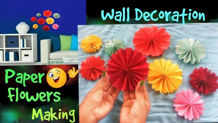 DIY Paper Flowers. Easy Room & Wall Decoration idea. Wall art with paper Flowers. 