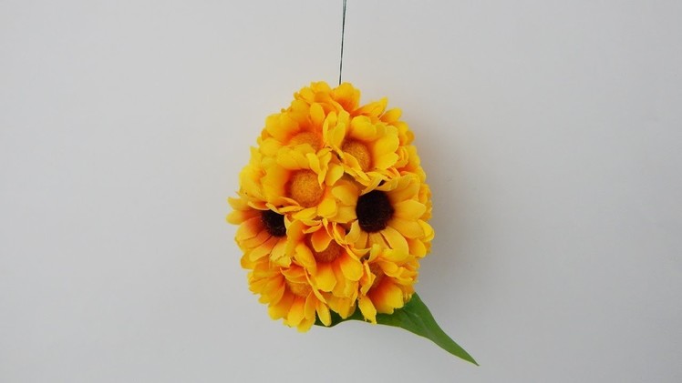 Easter decoration Easter egg with yellow silk flowers DIY Easter deco Osterei mit Blumen