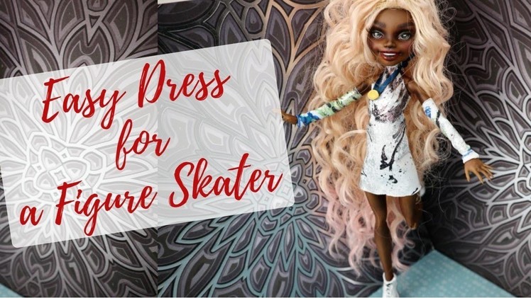 EASY DRESS FOR FIGURE SKATING. MONSTER HIGH, BARBIE DOLLS. HOW TO MAKE A PRETTY DOLL OUTFIT
