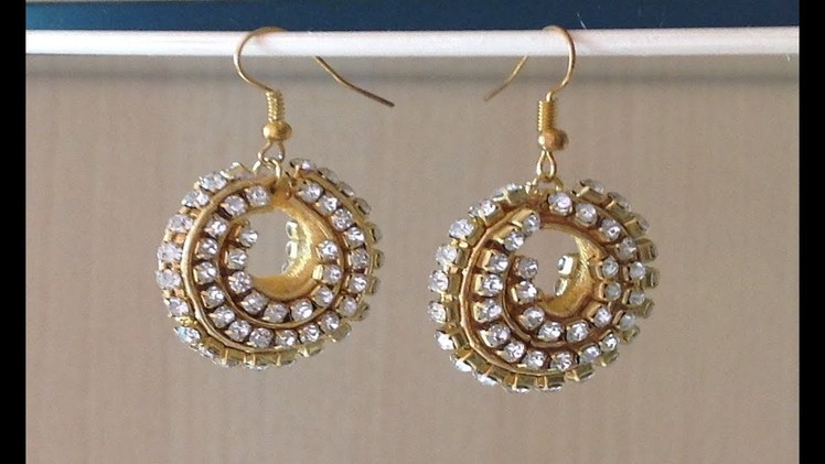 Handmade silk thread double sided stone studded earrings