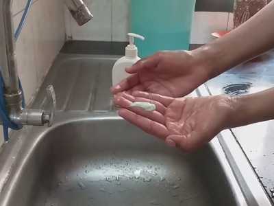 Homemade handwash from leftover soap pieces . DIY handwash