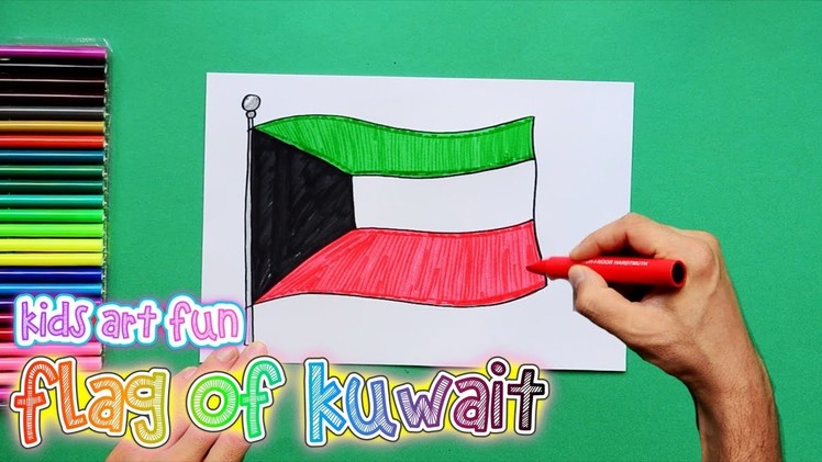 How to draw and color the National Flag of Kuwait