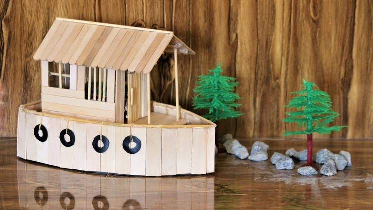 How to make a BOAT HOUSE using Popsicle Sticks