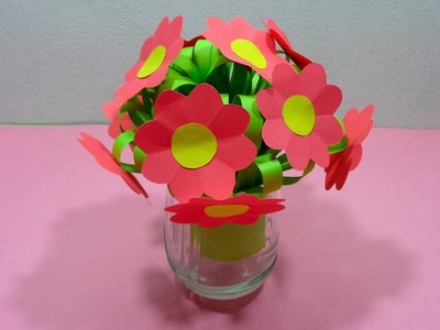 How to Make a Bunch of Paper Flowers With Flower Vase - DIY Easy Paper Craft
