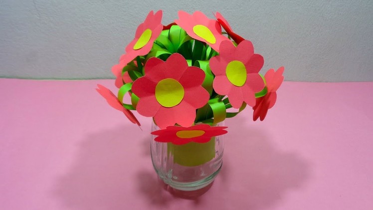 How to Make a Bunch of Paper Flowers With Flower Vase - DIY Easy Paper Craft