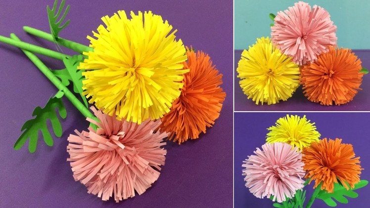 How to Make Paper Marigold Flower | Making Paper Flowers Step by Step | DIY-Paper Crafts