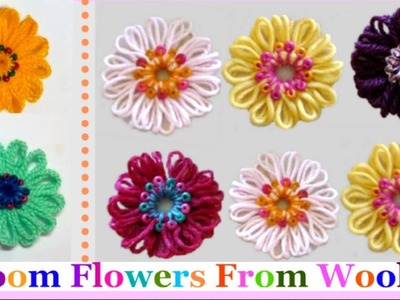 How To Make Yarn.Wool Loom Flower Step by Step at Home-Easy Loom Flowers | DIY Yarn.Wool Craft idea