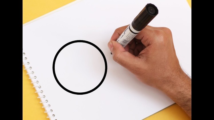 How to turn CIRCLE into a Cartoon ORANGE ! Learn drawing art on paper for kids