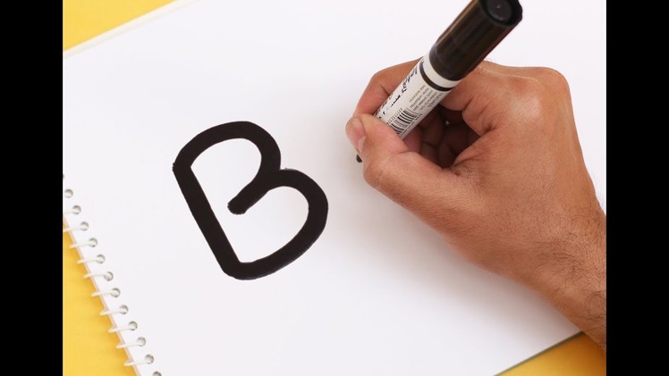 How to turn Letter "B" into a Cartoon BUTTERFLY ! Fun with Alphabets Drawing for kids