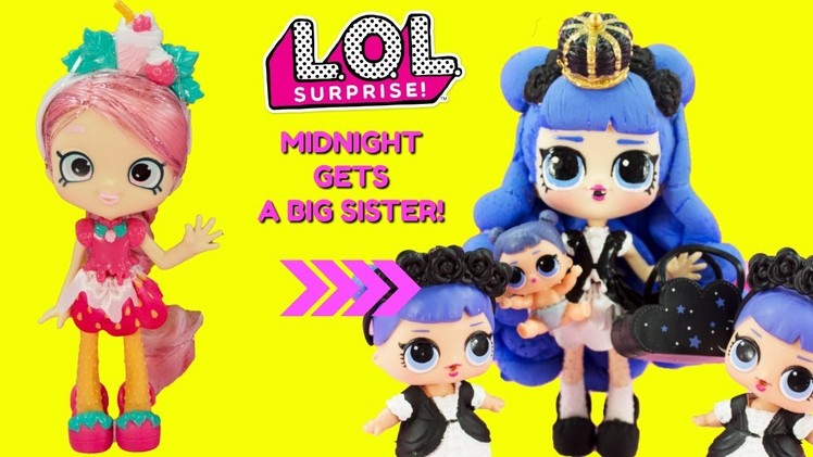LOL SURPRISE Midnight Gets A Big Sister DIY Shopkins Shoppie Doll Lucy Smoothie Makeover