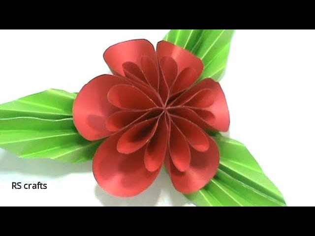 কাগজ দিয়ে সুন্দর ফুল ও পাতা কিভাবে তৈরি করে দেখুন.how to make flower with paper