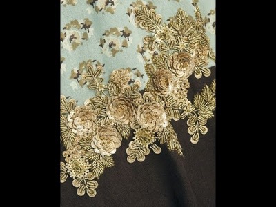 #001 Roz gold sequins work|hand embroidery|Roz work