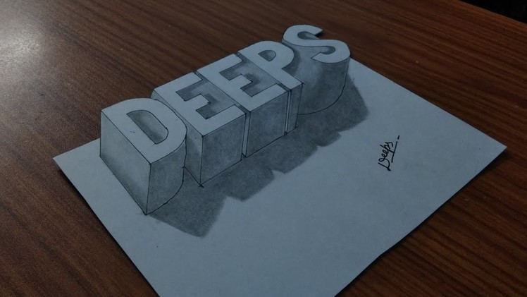 3D letter - How to Draw 3D Deeps letter- Optical illusion- Easy trick art