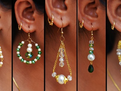 5 easy Pearl & Crystal Earring Design | DIY | 5 min Craft | Hand made jewelry | Art with Creativity