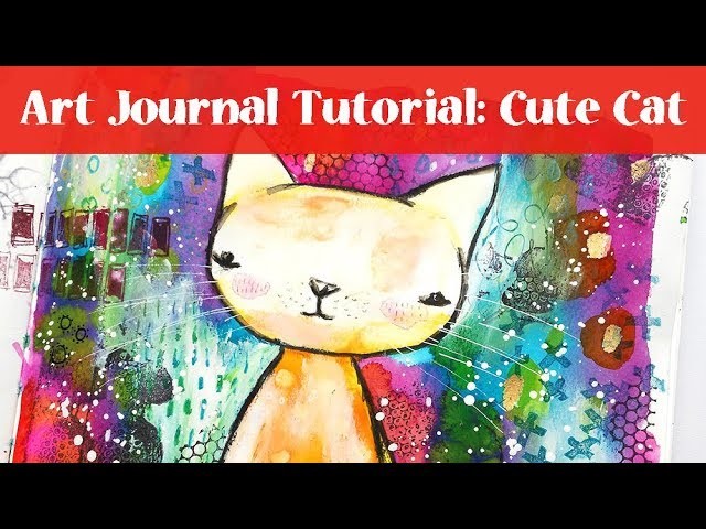 Art Journal Tutorial - Cute Cat with Watercolors