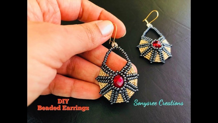 Beaded Earrings Egyptian inspired. Circular Herringbone Stitch