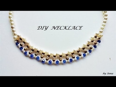 Beaded necklace tutorial in 10 min. How To Make Pearl Beaded Necklace.  Jewelry making