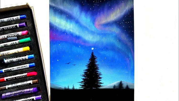 Drawing a Christmas tree and the Northern lights | Leontine van vliet