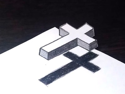 Drawing A Cross from - 3D Trick Art - How to draw 3D art