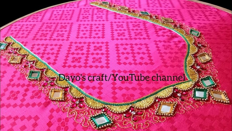 Easy aari work designs for simple designer saree| making design similar to border of the saree