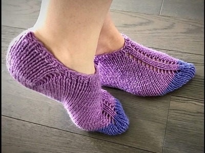 Easy knit slippers pattern tutorial