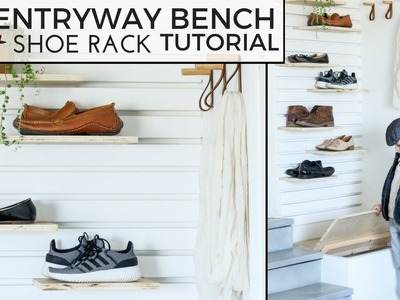 Entryway Bench + DIY Shoe Rack | Mudroom Makeover | Easy | Organization