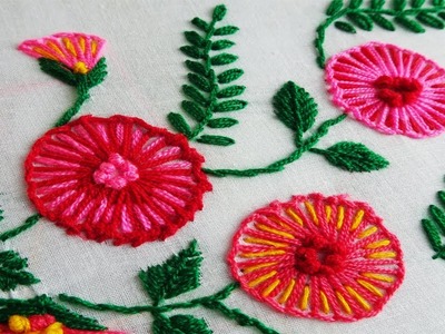Flower Embroidery Boat Neck Churidar Kurti| Hand Embroidery Stitches
