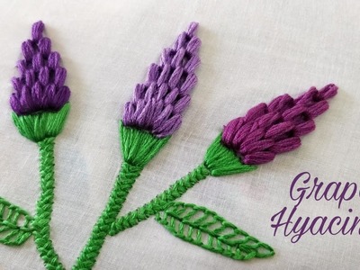 Grape Hyacinth.Cluster Stitch (Hand Embroidery Work)