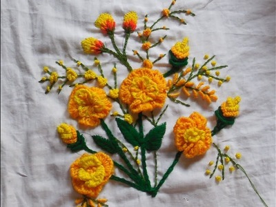 Hand Embroidery : Beautiful Brazilian Embroidery Flower Stitch Tutorial -01 ) 19 February 2018