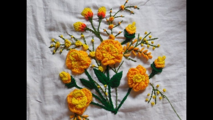 Hand Embroidery : Beautiful Brazilian Embroidery Flower Stitch Tutorial -01 ) 19 February 2018