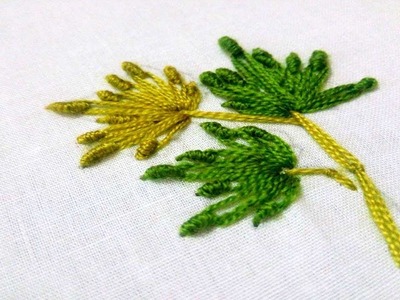 Hand Embroidery: leaf design Bullion Lazy Stitch by nakshi katha.