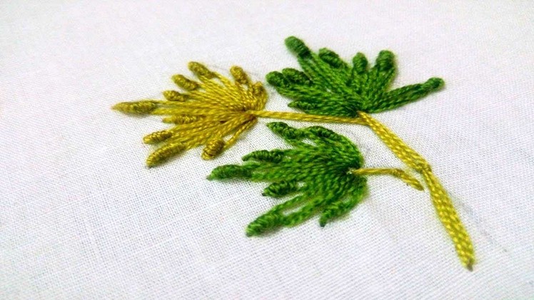 Hand Embroidery: leaf design Bullion Lazy Stitch by nakshi katha.