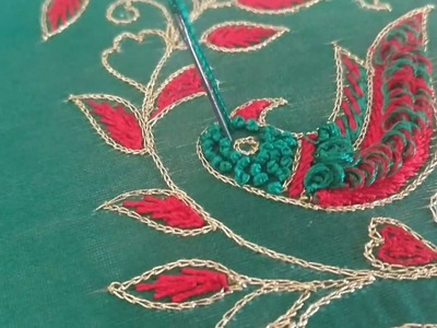Hand Embroidery Pattern Tutorial #014 - Bird feathers using French Knot