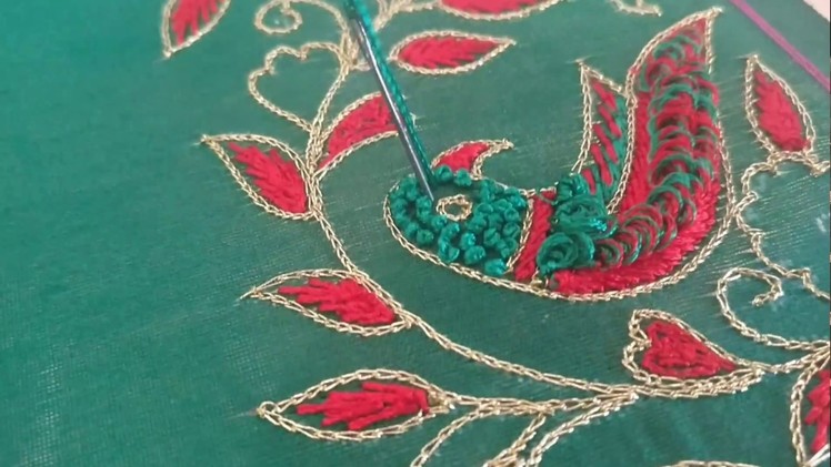 Hand Embroidery Pattern Tutorial #014 - Bird feathers using French Knot