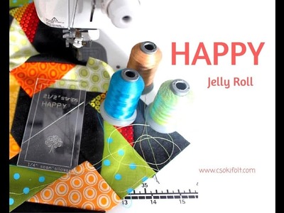 "HAPPY JELLY ROLL" (small) Patchwork Template tutorial by Csoki-Folt
