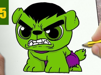 HOW TO DRAW A HULK DOG CUTE, Easy step by step drawing lessons for kids