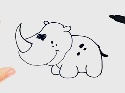 How to draw a Rhino | Rhino Easy Draw Tutorial