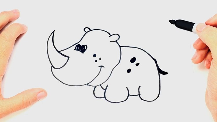 How to draw a Rhino | Rhino Easy Draw Tutorial