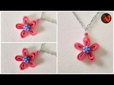 How to Make Paper Quilling Pendant. Paper Jewellery Making. Quilling Pendant. DIY 14