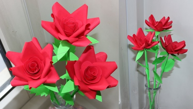 How To Make Paper Rose Flower -  DIY Handmade Craft - Paper Craft